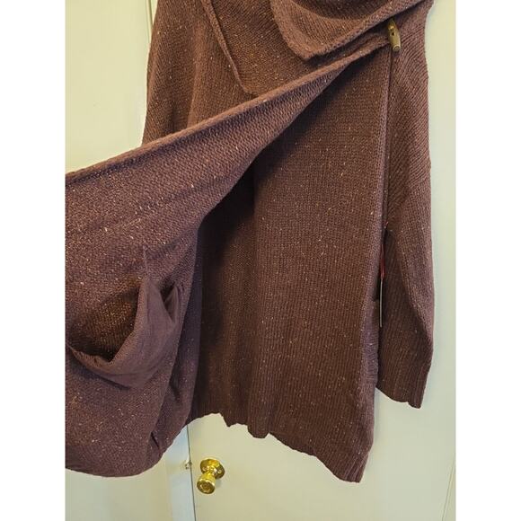 Cynthia Rowley Sweater Women's 1X Wrap Cardigan Wool/Acrylic Blend Toggle Maroo - Picture 4 of 12